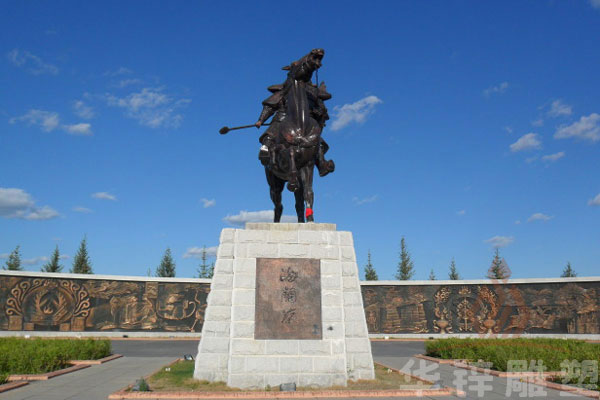 内蒙古海兰察公园骑马像铜雕塑